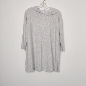 Muni Muni Women's Sweatshirt Tunic Dress Silver Gray Hooded Size Large Oversized